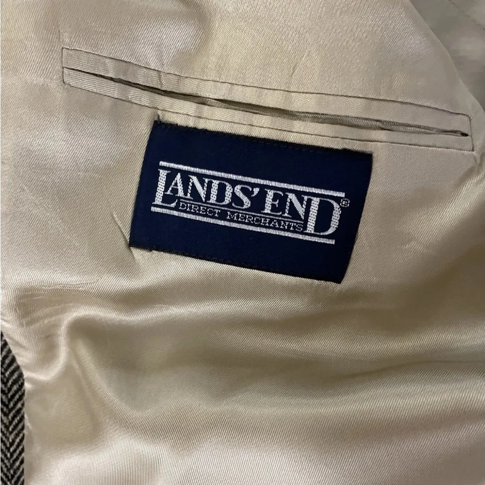 LANDS’ END vintage Wool Herringbone 2 Button Sports‎ Jacket Size 44R